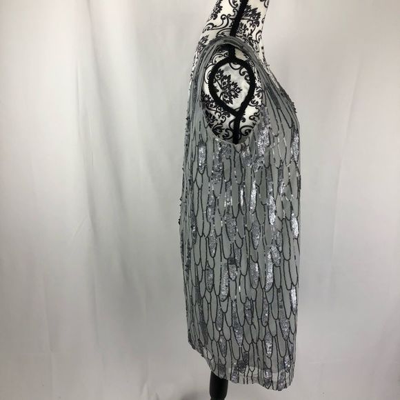 BB Dakota Roselynn Silver Sequin Shift Dress - Picture 6 of 9